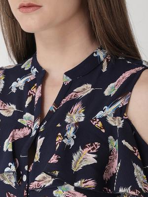 cold shoulder button up dress - 15698691 - Standard Image - 3