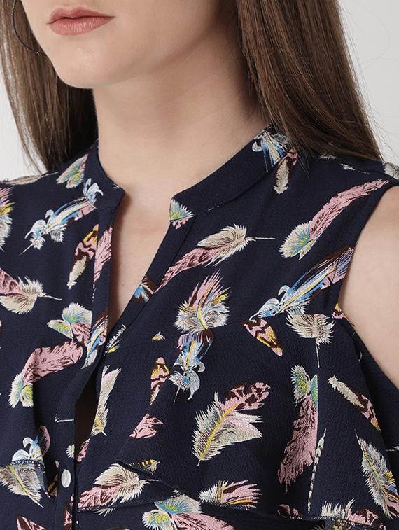 cold shoulder button up dress - 15698691 - Zoom Image - 3