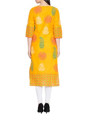 Block print straight kurta - 15699422 - Standard Image - 3