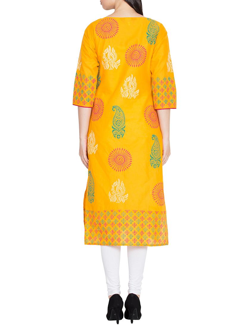 Block print straight kurta - 15699422 - Zoom Image - 3