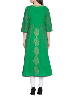 Block print a-line kurta - 15699424 - Standard Image - 3