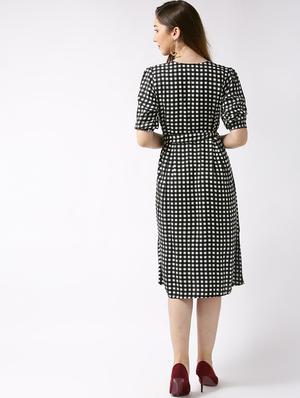 button up checkered a-line dress - 15700090 - Standard Image - 3