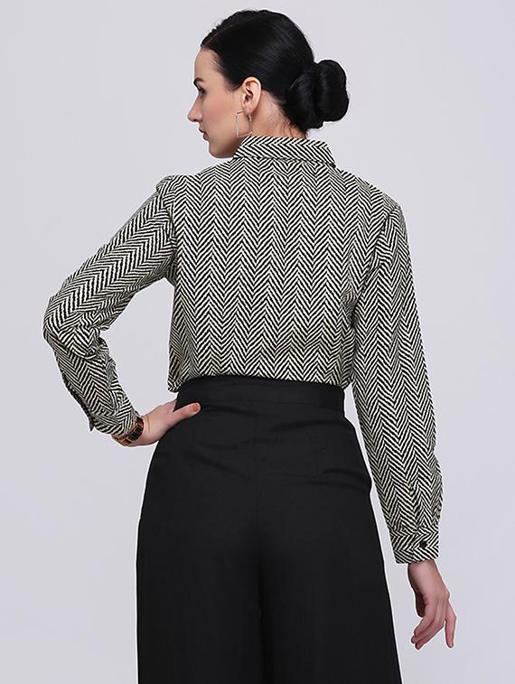 herringbone print shirt - 15701580 - Zoom Image - 3
