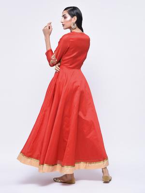 gotta patti embroidered angrakha kurta - 15701756 - Standard Image - 3