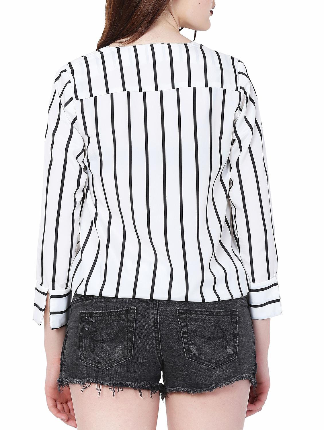surplice striped blouson top - 15701763 - Zoom Image - 3