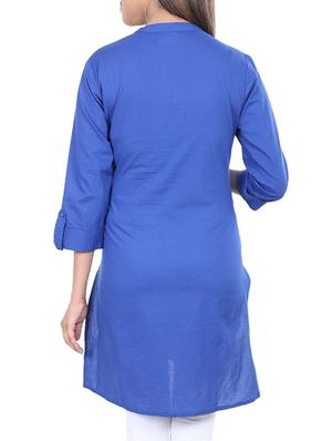 Blue straight kurti - 15702194 - Standard Image - 3