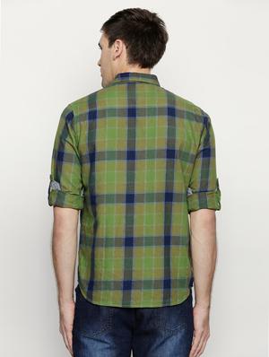 green cotton casual shirt - 15703042 - Standard Image - 3
