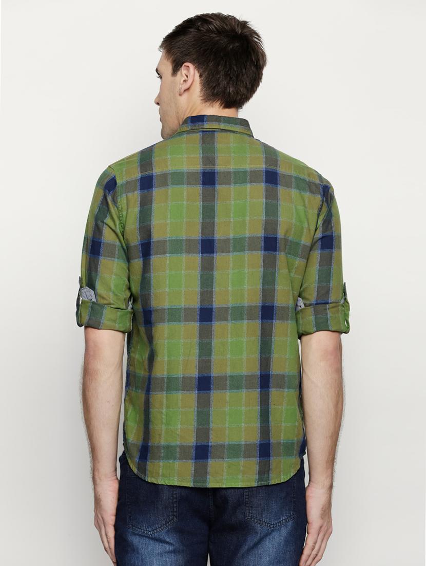 green cotton casual shirt - 15703042 - Zoom Image - 3