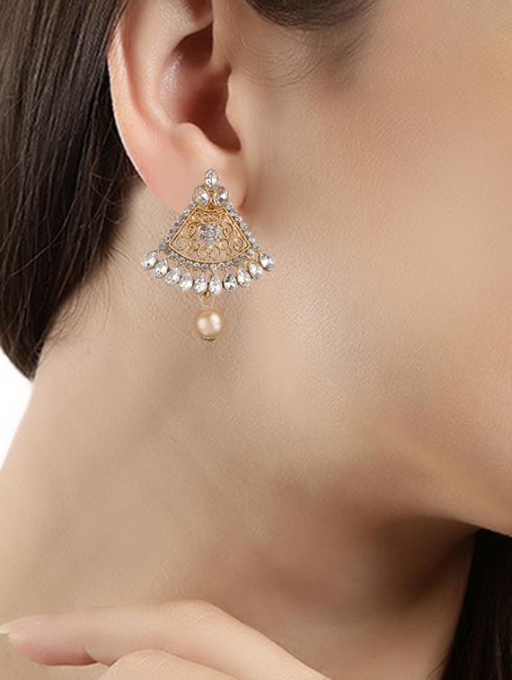 gold plated drop earring - 15706212 - Zoom Image - 3