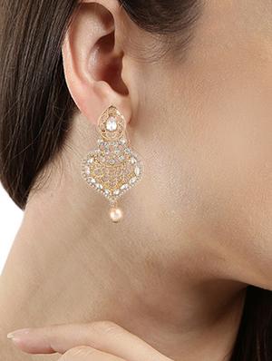 gold plated drop earring - 15706213 - Standard Image - 3