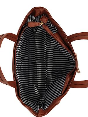 brown leatherette (pu) regular handbag - 15707049 - Standard Image - 3