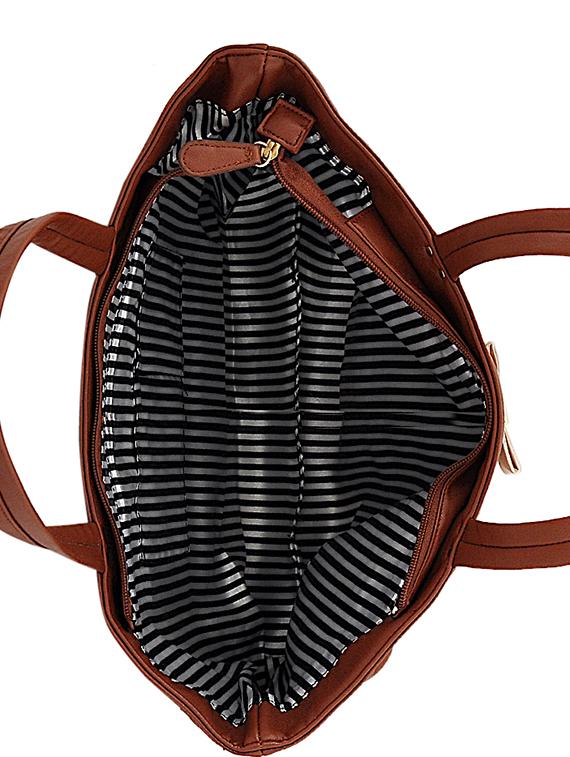 brown leatherette (pu) regular handbag - 15707049 - Zoom Image - 3