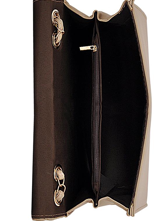 beige leatherette (pu) regular handbag - 15707068 - Zoom Image - 3