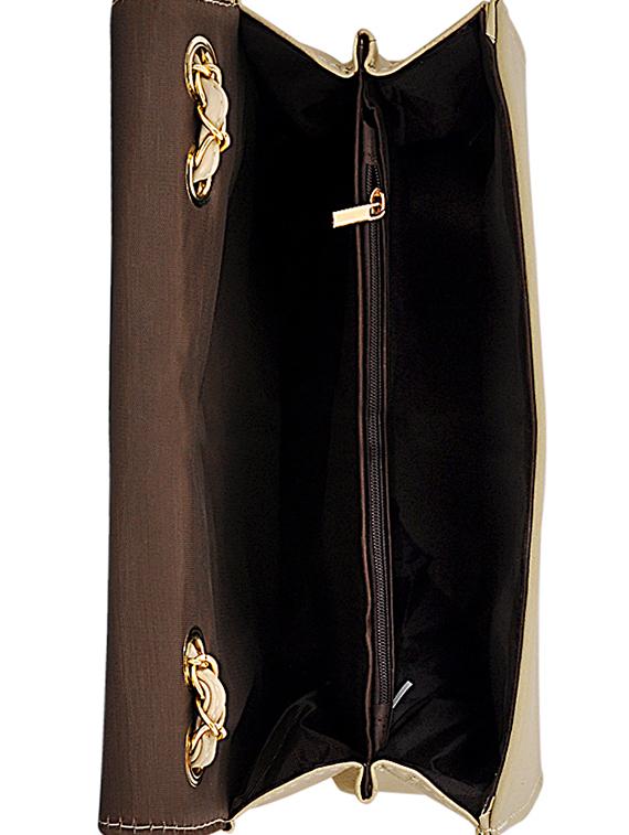 beige leatherette (pu) combo handbag - 15707076 - Zoom Image - 3
