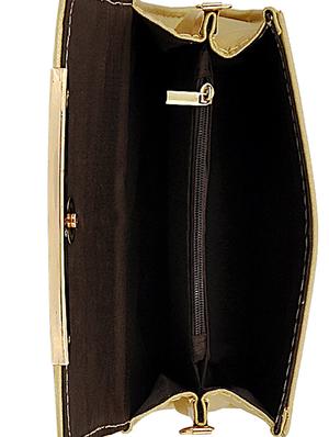 gold leatherette (pu) regular sling bag - 15707116 - Standard Image - 3