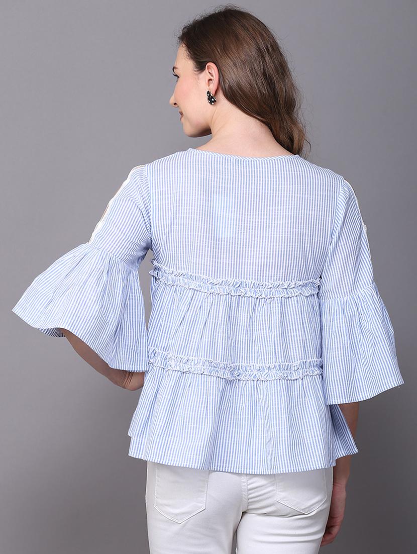 tassel tie-up frill trim laced top - 15707917 - Zoom Image - 3