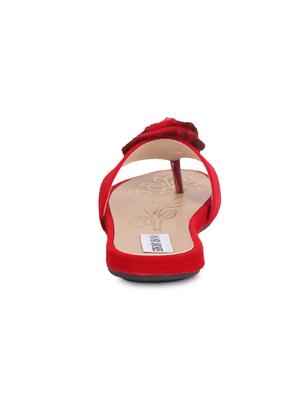 red faux leather slip on sandals - 15708817 - Standard Image - 3