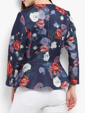 Floral peplum patch pocket detail jacket - 15709408 - Standard Image - 3