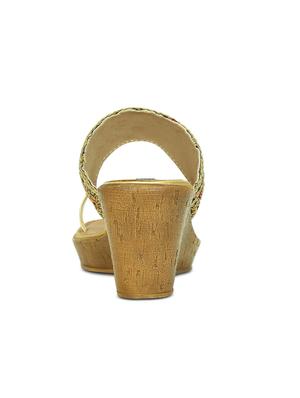 gold rush kolhapuri wedges - 15713375 - Standard Image - 3