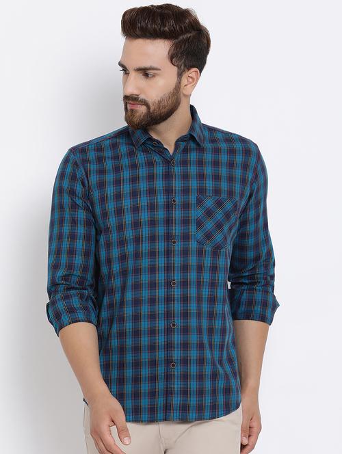 blue cotton casual shirt - 15713432 - Standard Image - 1
