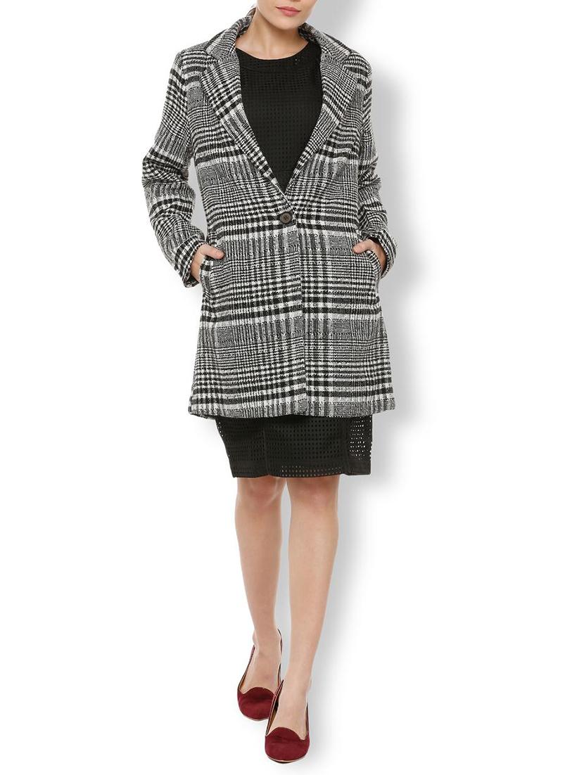 Checked lapel neck overcoat - 15713847 - Zoom Image - 3