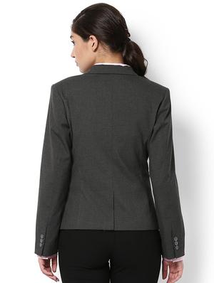 charcoal grey back slit formal blazer - 15714023 - Standard Image - 3