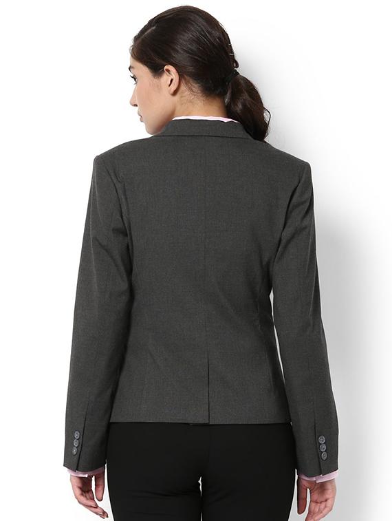 charcoal grey back slit formal blazer - 15714023 - Zoom Image - 3