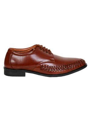 brown leatherette lace-up derbys - 15715948 - Standard Image - 3