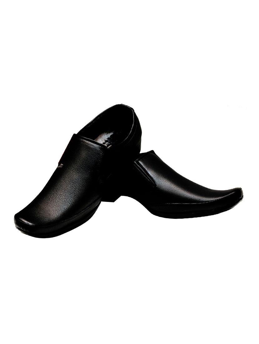 black leatherette formal slip ons - 15716063 - Zoom Image - 3