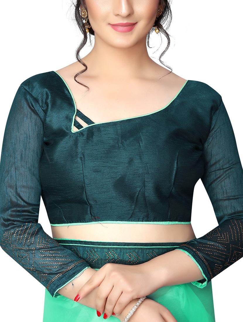 embellished pallu bordered saree with blouse - 15718116 - Zoom Image - 3