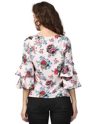 tiered bell sleeved floral top - 15721165 - Standard Image - 3