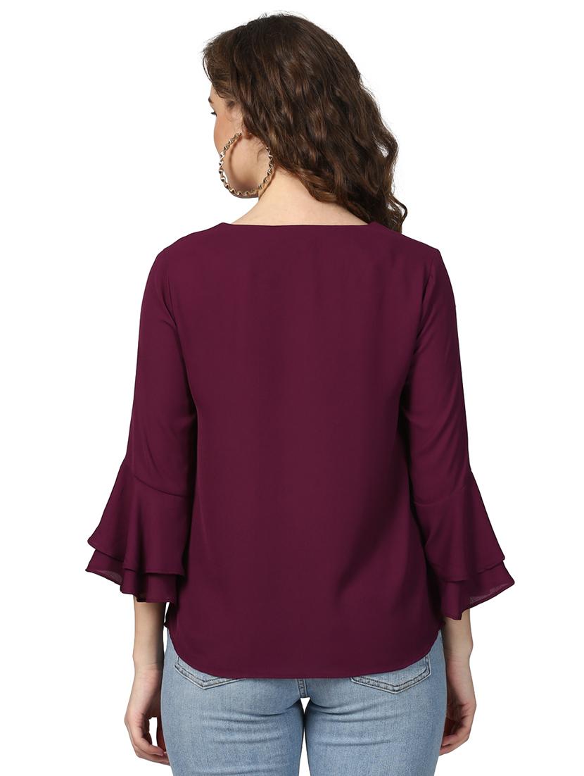 tiered bell sleeved v-neck top - 15721195 - Zoom Image - 3