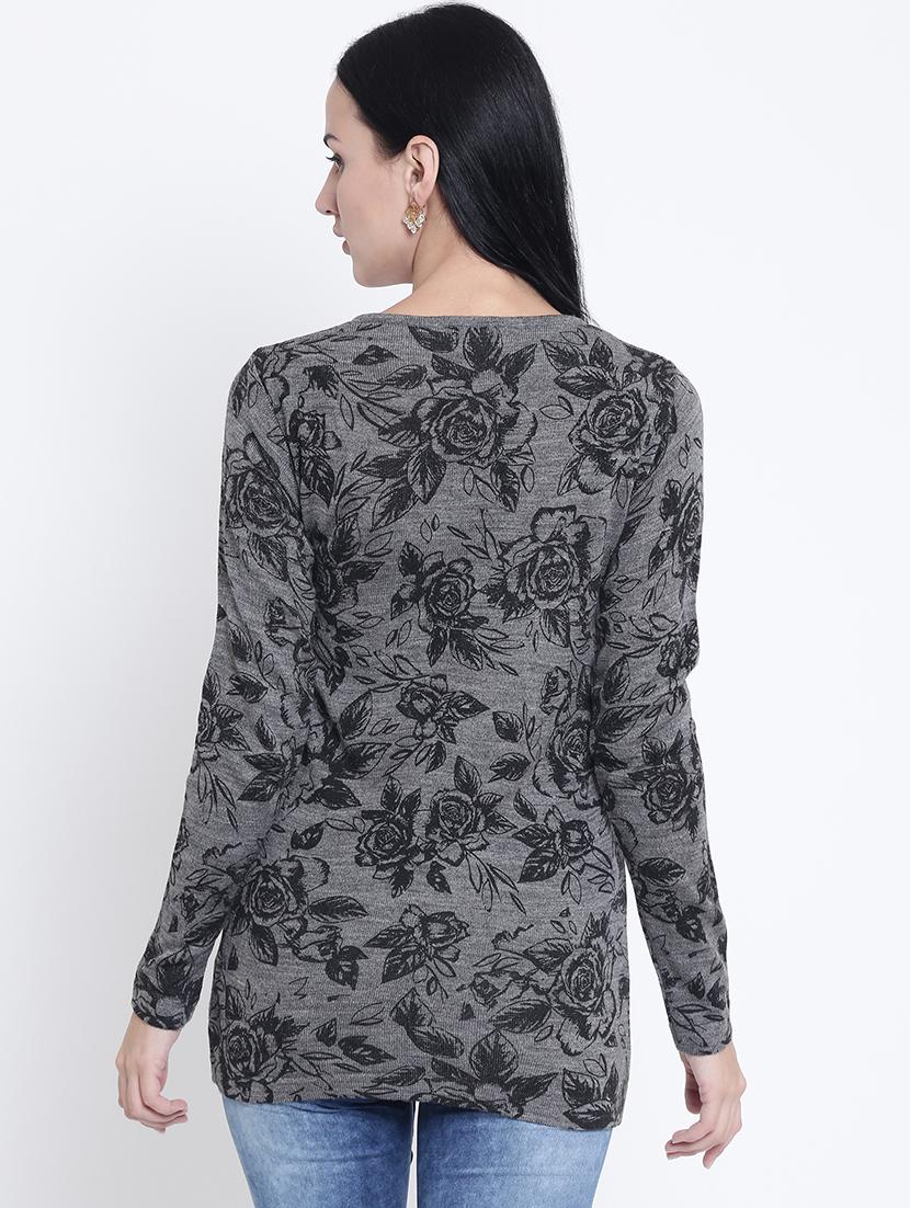 round neck floral pullover - 15721739 - Zoom Image - 3