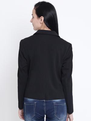 zipper detail solid blazer - 15721748 - Standard Image - 3