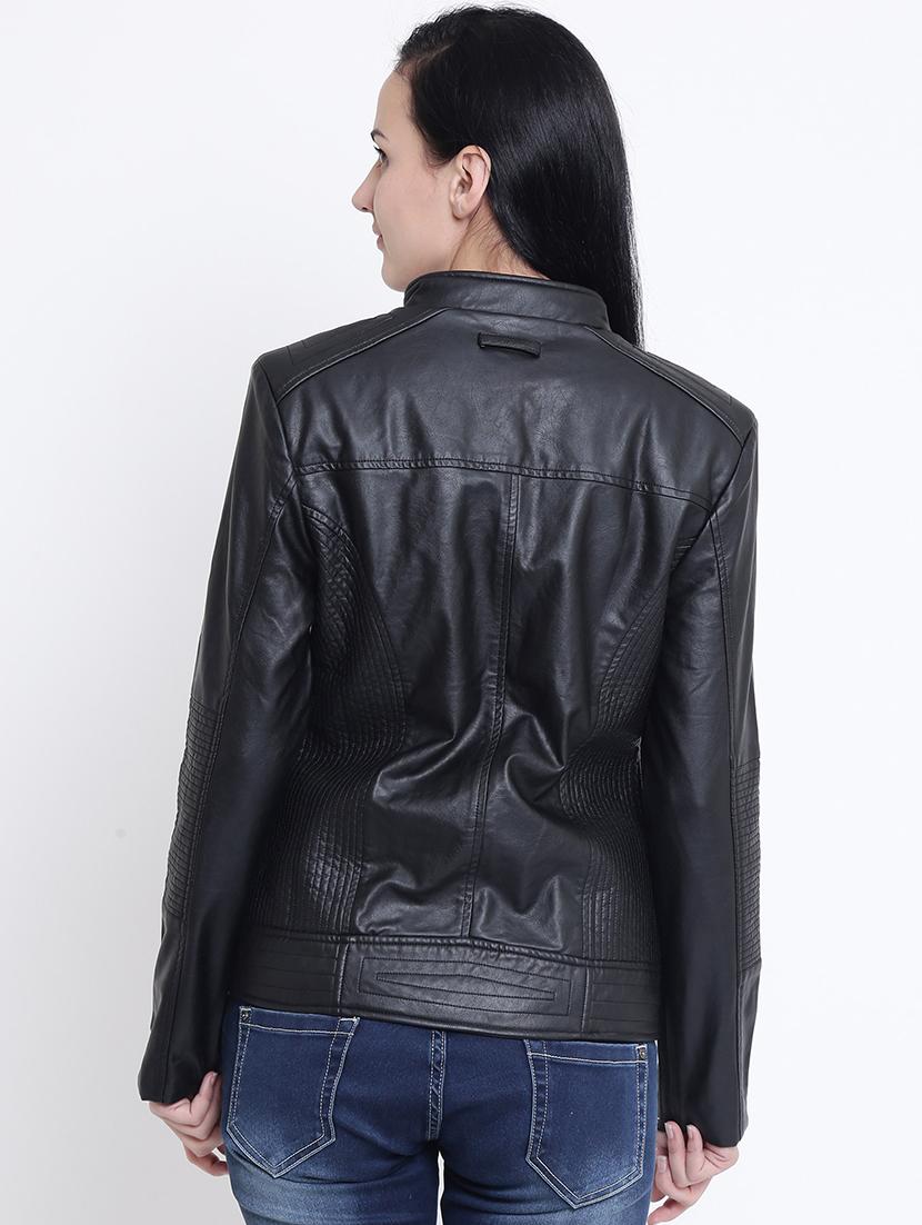 concealed placket leather jacket - 15721757 - Zoom Image - 3