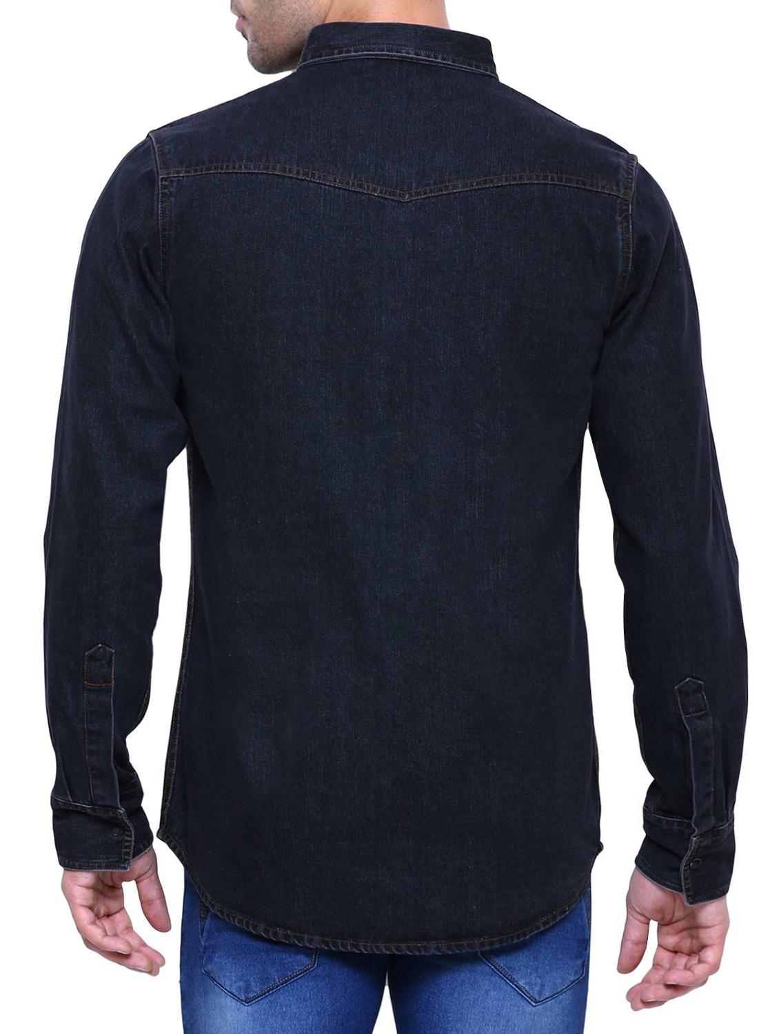 navy blue denim shirt - 15721805 - Zoom Image - 3