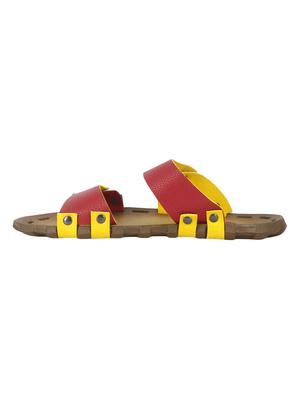 red leatherette slip on slippers - 15722394 - Standard Image - 3