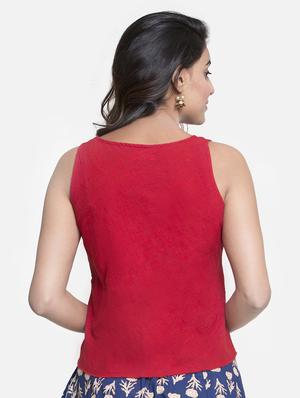 foil print sleeveless top - 15724582 - Standard Image - 3