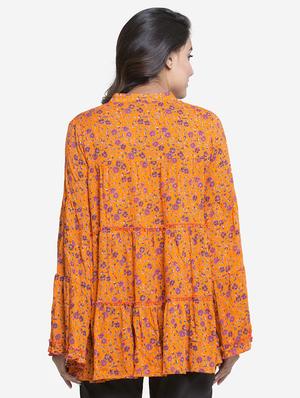 frill trim bell sleeved top - 15724583 - Standard Image - 3