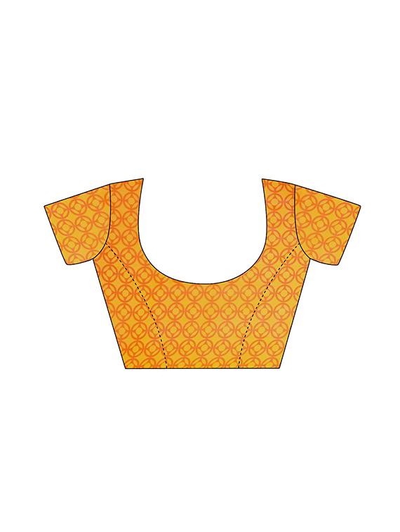 geometrical printed saree with blouse - 15724727 - Zoom Image - 3