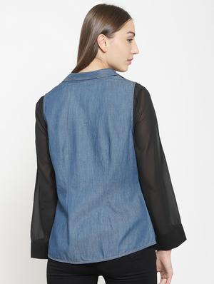 pocket flap sleeveless denim shrug - 15725285 - Standard Image - 3