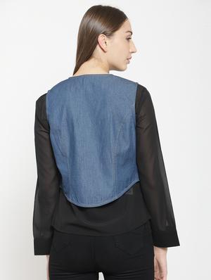 asymmetric hem denim shrug - 15725286 - Standard Image - 3