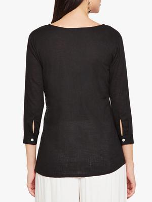 embroidered yoke v-neck tunic - 15725688 - Standard Image - 3