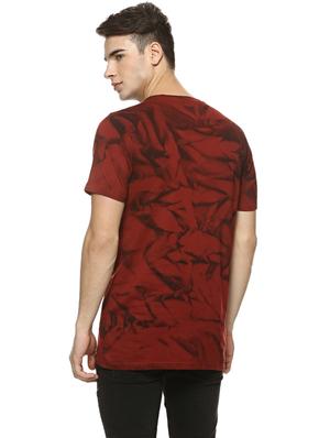 maroon cotton all over print t-shirt - 15725949 - Standard Image - 3
