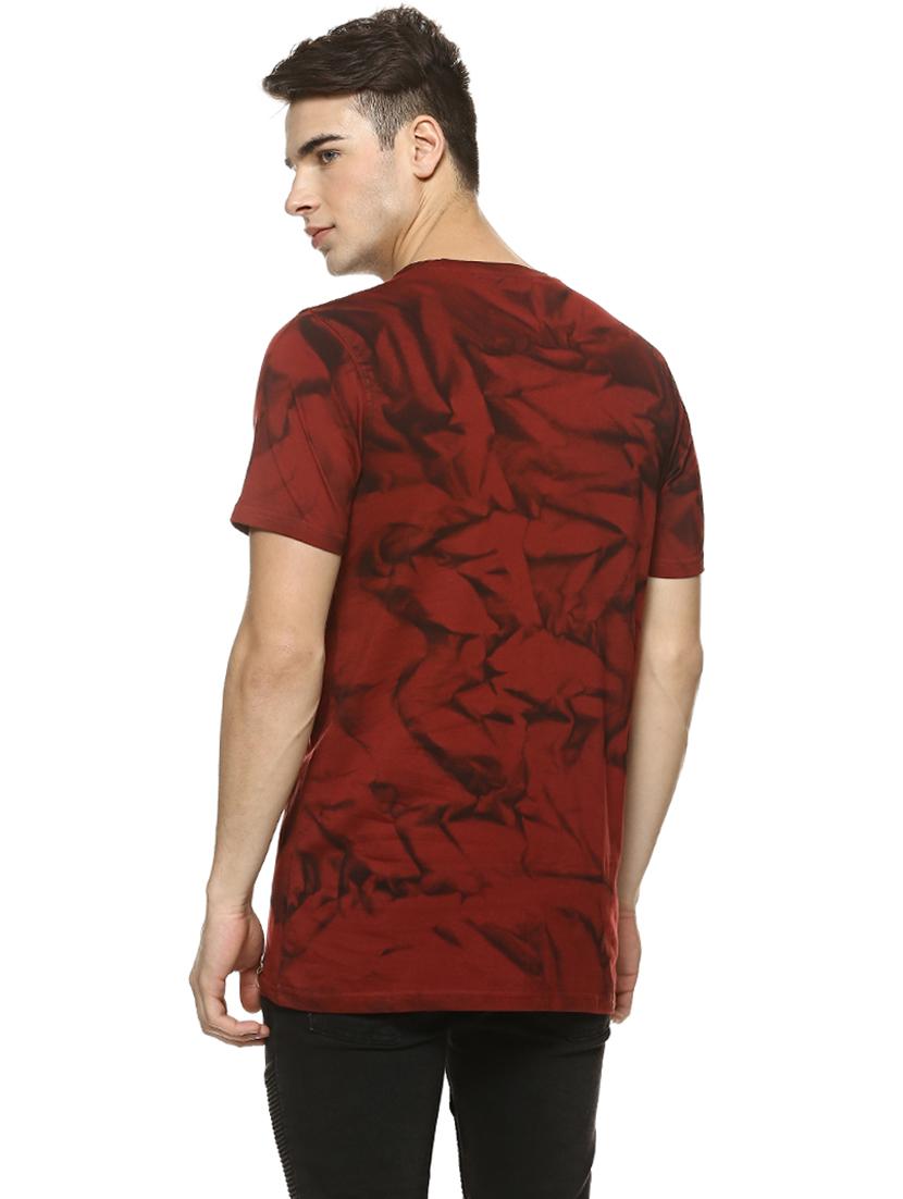maroon cotton all over print t-shirt - 15725949 - Zoom Image - 3