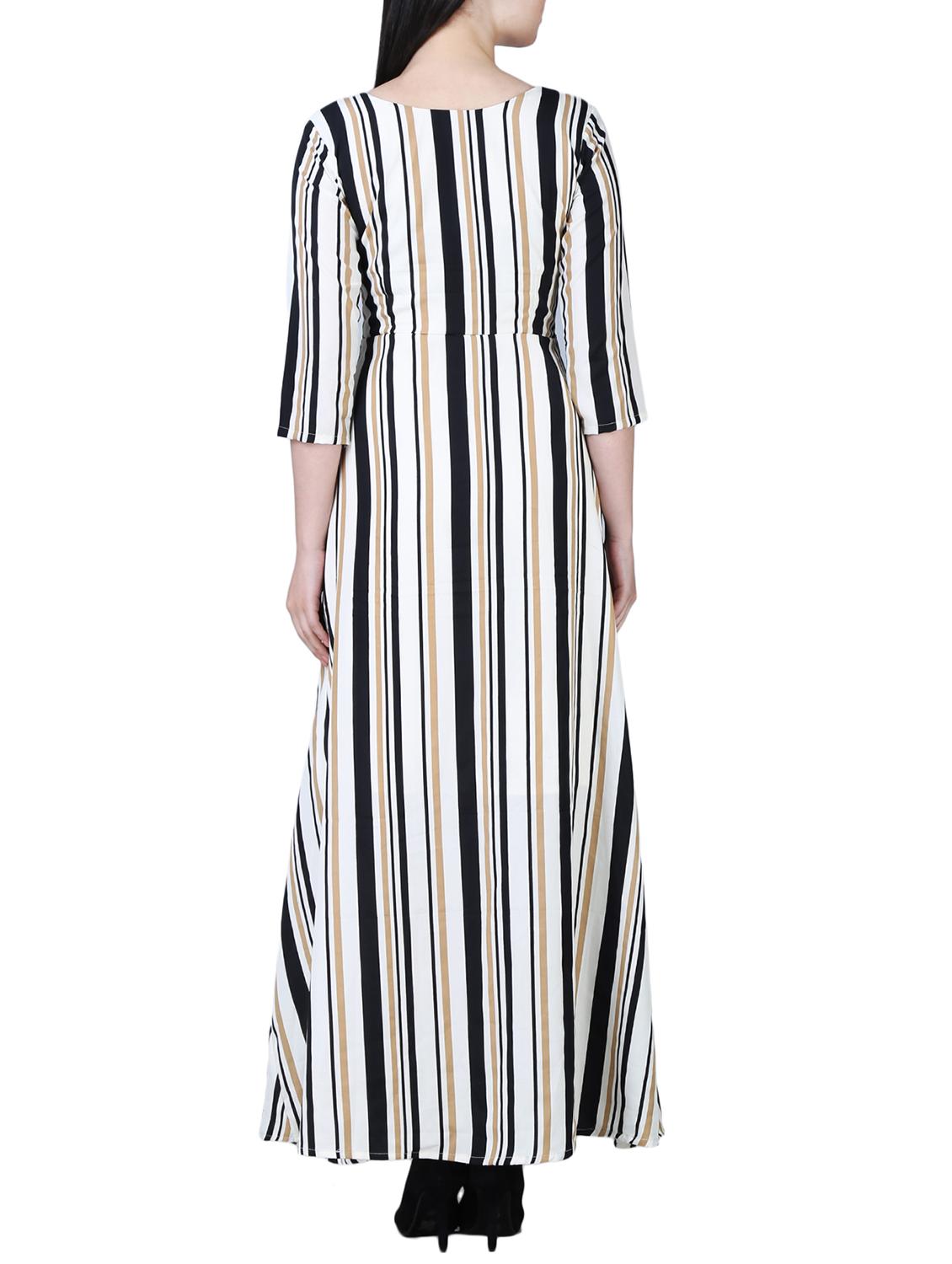 round neck striped maxi dress - 15726105 - Zoom Image - 3