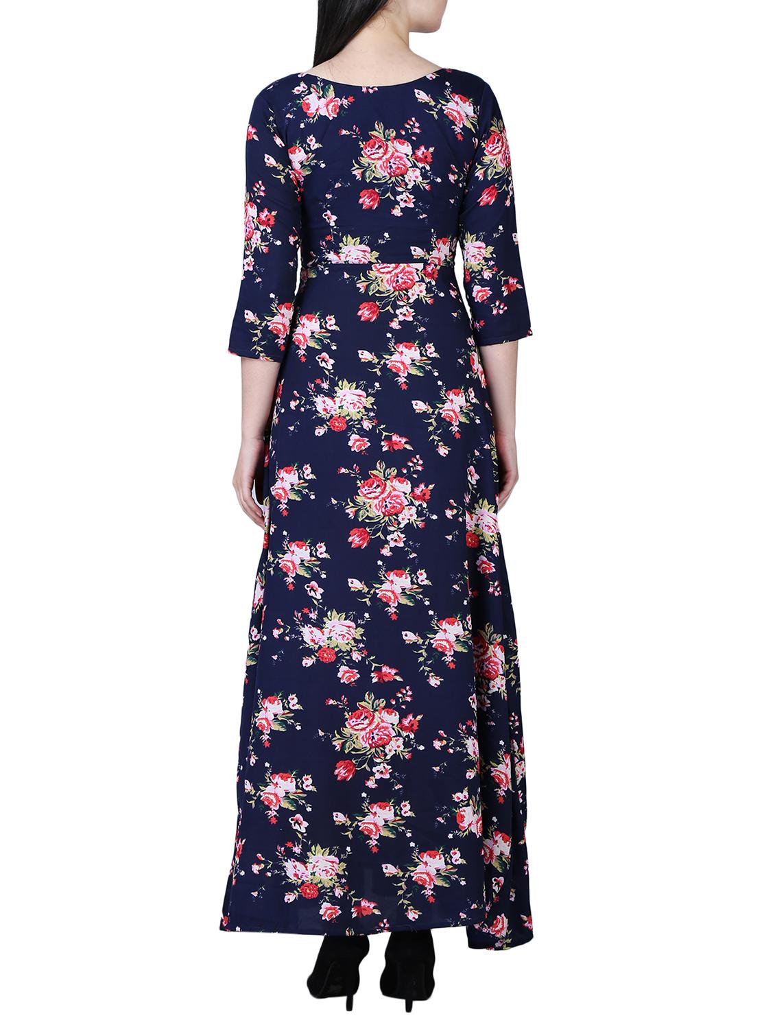 round neck floral maxi dress - 15726110 - Zoom Image - 3
