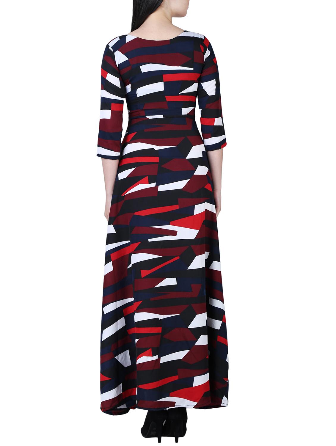 abstract print flared maxi dress - 15726118 - Zoom Image - 3