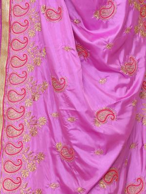 paisley embroidered saree with blouse - 15726243 - Standard Image - 3