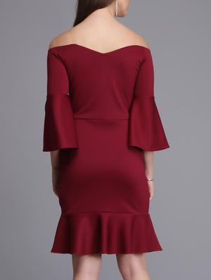 bell sleeved off shoulder dress - 15726259 - Standard Image - 3